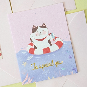 Открытка «Cat on vacation»
