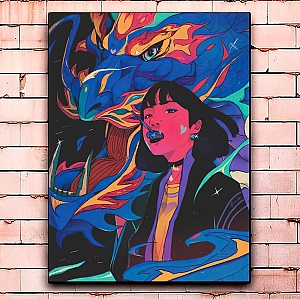 Постер «Girl and dragon» средний