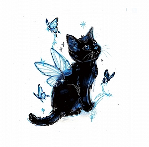 Временная татуировка «Butterfly cat»